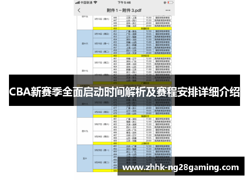 CBA新赛季全面启动时间解析及赛程安排详细介绍 CBA新赛季全面启动时间解析及赛程安排详细介绍